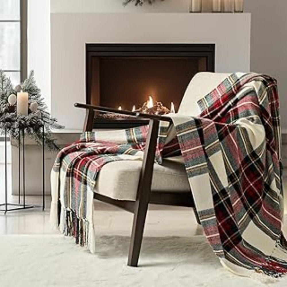 NIB! Stewart Plaid Throw Blanket 60x80 Holiday Christmas